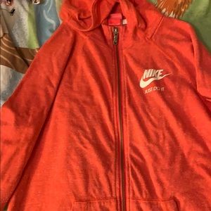 nike orangey red hoodie